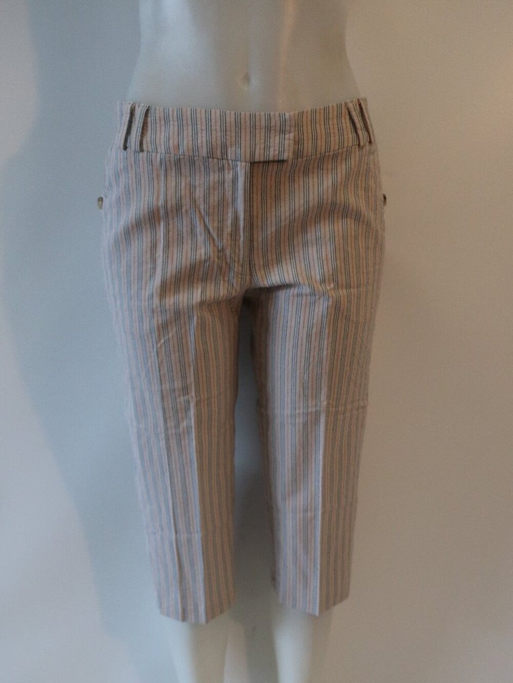 Womens Burberry London Beige Black (Item- 75) Pinstriped Cropped Trouser Pant 8